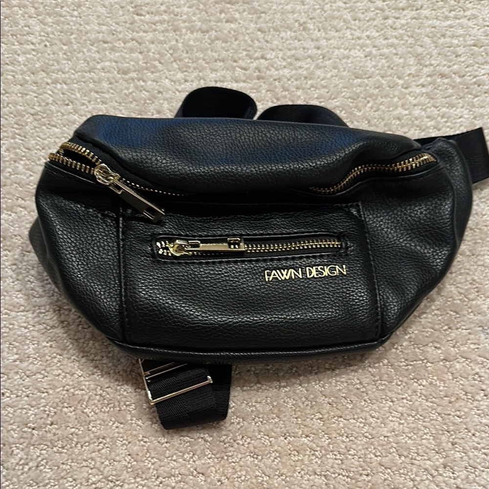 Fawn Design Black Belt Bag with Gold Hardware